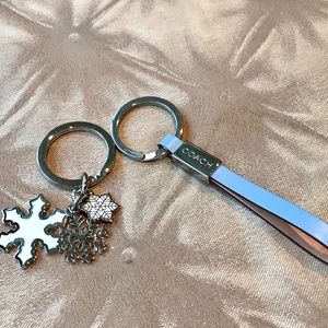 Bundle -Two Coach Keychains Snowflakes & Strap - image 1